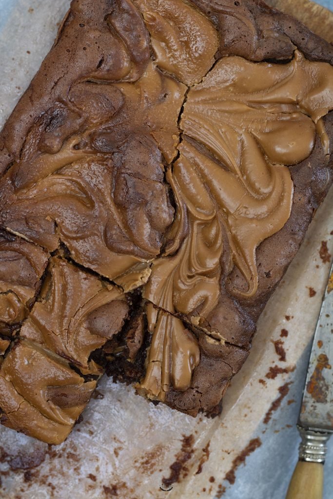 brownie marbré chocolat et pâte de noisettes