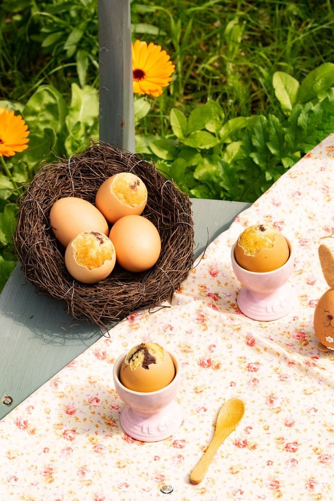 gâteau marbré en coquilles d'oeufs