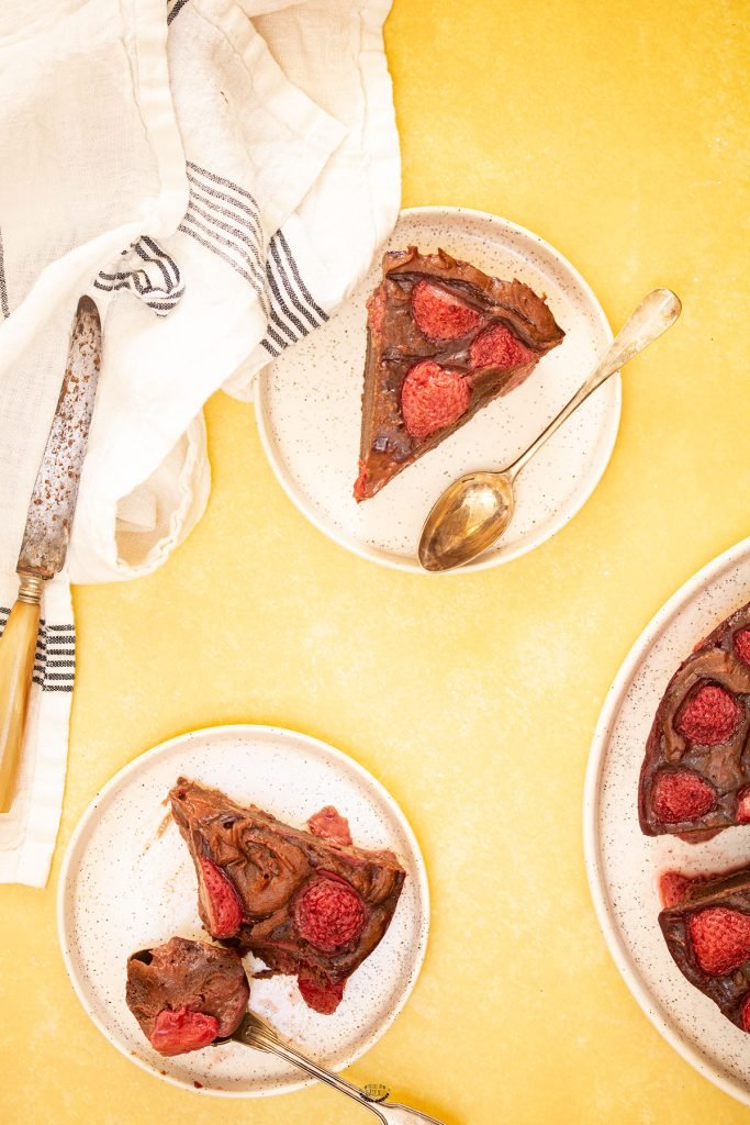 gâteau fondant chocolat fraise