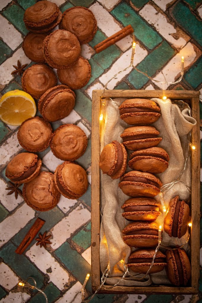 macarons chocolat pain d'épices yuzu