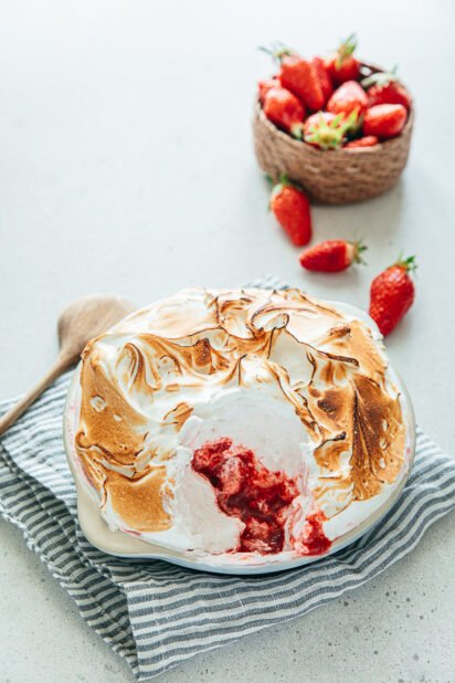 gratin de fruits rouges à la meringue italienne